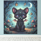 Gothische Fantasy Baby KitBat Canvas Afdruk (Insitu (Houten vloer))