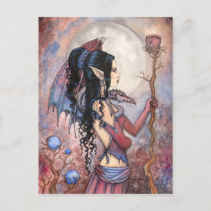 Gothische Fantasy Draken Meisje Kunst Ansichtkaart Briefkaart