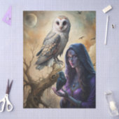 Gothische Fantasy Tarotlezer Witte Uil & Raaf Tissuepapier (Craft)