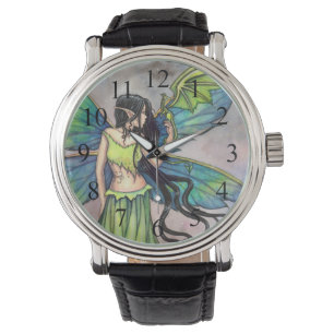 Gothische fee en draak mystieke fantasy kunst horloge