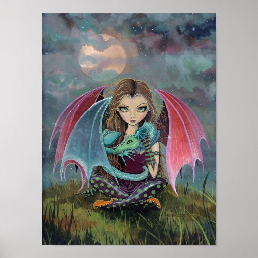 Gothische fee- en drakenfantasie kunstposter poster (Voorkant)
