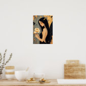 Gothische fee met witte vleugels en roos poster (Keuken)