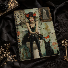 Gothische fee & zwarte kat eigenzinnige Halloween- Notitieboek