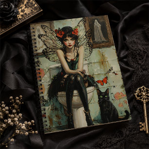 Gothische fee & zwarte kat eigenzinnige Halloween- Notitieboek
