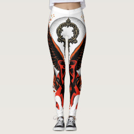 Gothische fluwelen boogsleutel met vleugels & maan leggings