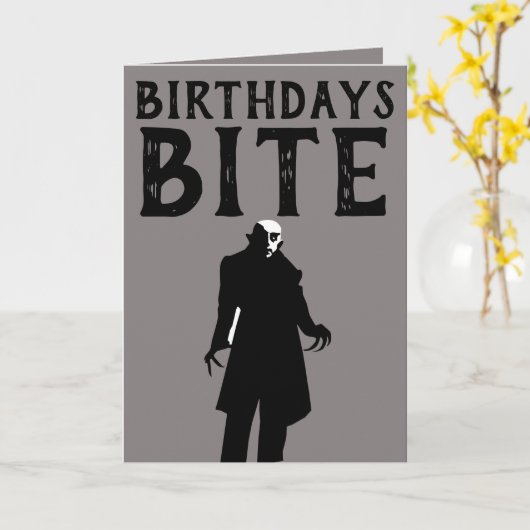 GOTHISCHE GEBISTE VAMPIRE BIRTHDAAGKAARTEN KAART (Gele Bloem)