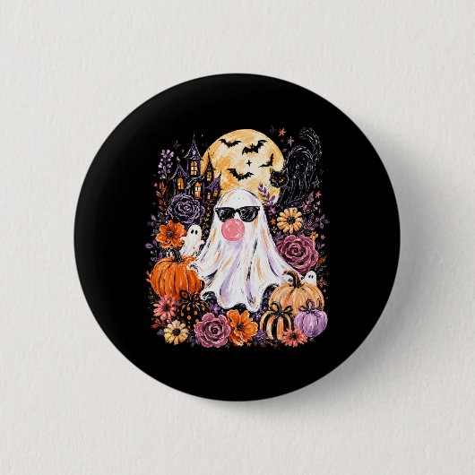 Gothische Geest Blaast Bubbel Halloween Pompoen Ronde Button 5,7 Cm (Voorkant)