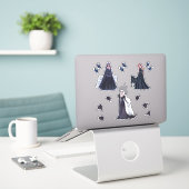 Gothische godin en wolvenkunst van Renee Lavoie Sticker (Laptop op bureau)