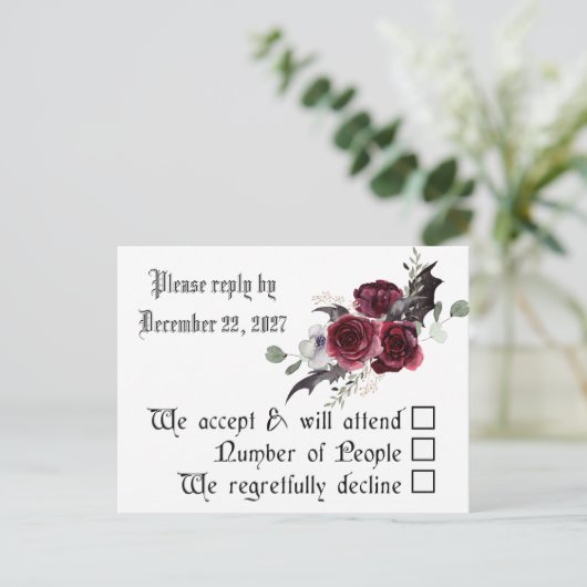 Gothische Gothic verbiedt donkere uitnodiging RSVP (Staand voorkant)