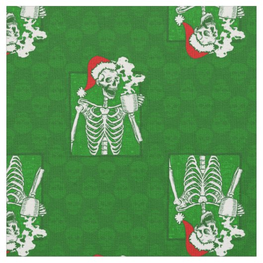 gothische groene kerst schedel koffie skelet rood stof (Close Up)