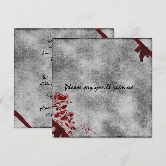 Gothische Grunge Uitnodiging Rode Moeders (Voorkant / Achterkant)