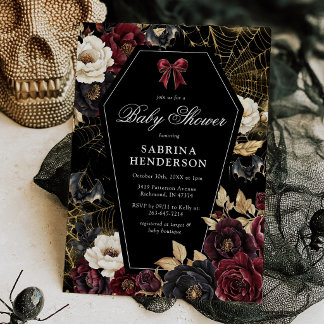 Gothische Halloween baby shower uitnodiging