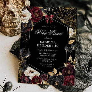 Gothische Halloween baby shower uitnodiging