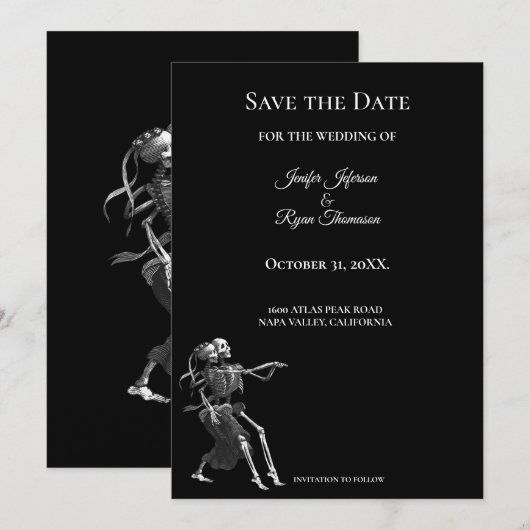 Gothische halloween bruiloft save the date uitnodi aankondiging (Voorkant / Achterkant)