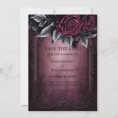 Gothische halloween bruiloft save the date uitnodi aankondiging (Voorkant)