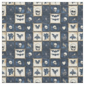 Gothische Halloween Denim Patchwork Patroon Stof (Swatch)