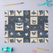 Gothische Halloween Denim Patchwork Patroon Tissuepapier (Craft)