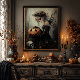 Gothische Halloween Fee Pompoen Muur Kunst Poster