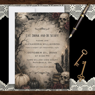 Gothische Halloween-feestuitnodiging Kaart
