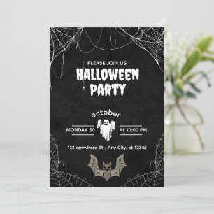 Gothische Halloween-feestuitnodiging met Spinnen Kaart