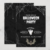 Gothische Halloween-feestuitnodiging met Spinnen Kaart (Voorkant / Achterkant)