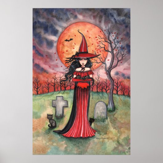 Gothische Halloween Heks Poster van Molly Harrison (Voorkant)