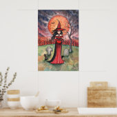 Gothische Halloween Heks Poster van Molly Harrison (Keuken)