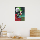 Gothische Halloween Heks Poster van Molly Harrison (Keuken)