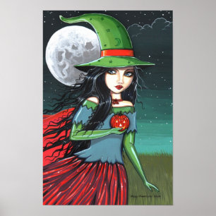 Gothische Halloween Heks Poster van Molly Harrison
