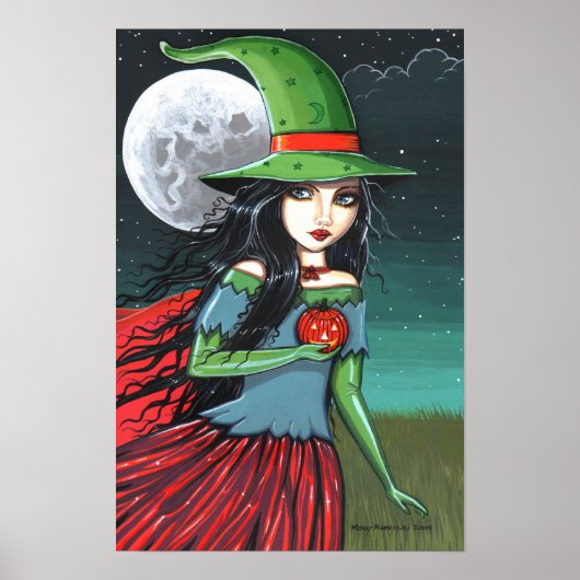 Gothische Halloween Heks Poster van Molly Harrison (Voorkant)