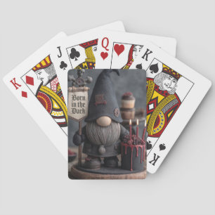 Gothische Halloween kabouter met 'Geboren in het D Pokerkaarten