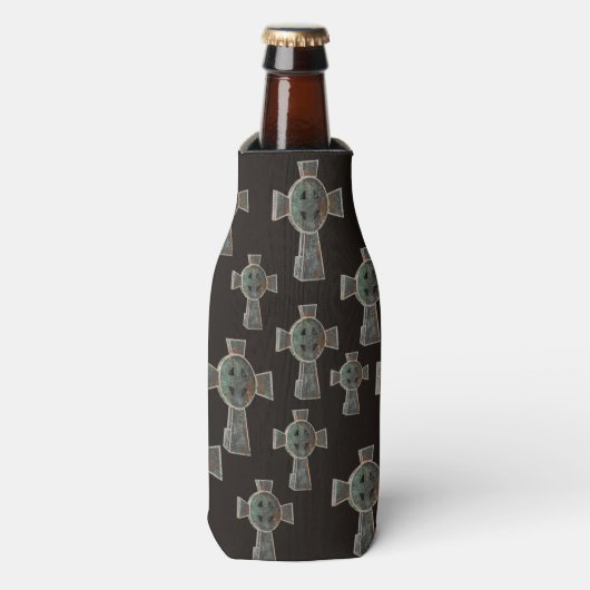 Gothische Halloween Kerkhof Grafsteen Kruis Tekeni Flesjeskoeler (Fles Voorkant)