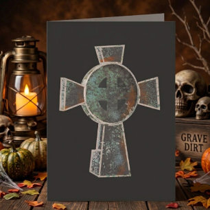 Gothische Halloween Kerkhof Grafsteen Kruis Tekeni Kaart