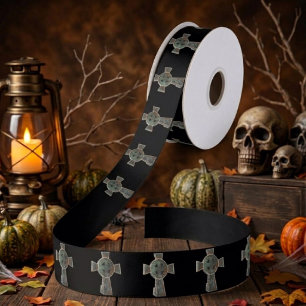 Gothische Halloween Kerkhof Grafsteen Kruis Tekeni Satijnen Lint