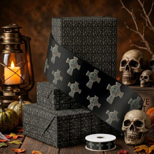 Gothische Halloween Kerkhof Grafsteen Kruis Tekeni Satijnen Lint