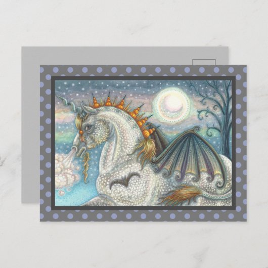 GOTHISCHE HALLOWEEN UNICORN MET BBT WINGS, HORSE BRIEFKAART (Voorkant / Achterkant)