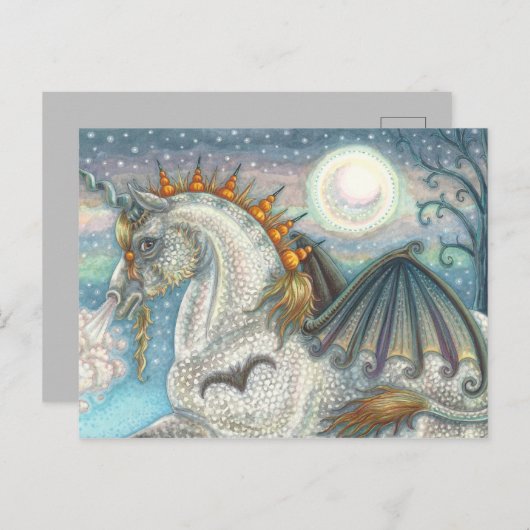 GOTHISCHE HALLOWEEN UNICORN MET BBT WINGS, HORSE BRIEFKAART (Voorkant / Achterkant)