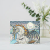 GOTHISCHE HALLOWEEN UNICORN MET BBT WINGS, HORSE BRIEFKAART (Staand voorkant)