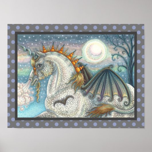 GOTHISCHE HALLOWEEN UNICORN MET BBT WINGS, HORSE POSTER (Voorkant)