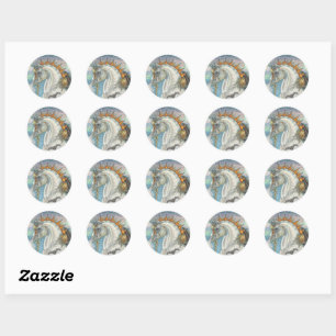 GOTHISCHE HALLOWEEN UNICORN MET BBT WINGS, HORSE RONDE STICKER