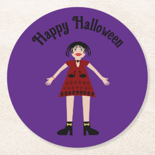 Gothische Halloween Vampier Dame Custom Ronde Kartonnen Onderzetter