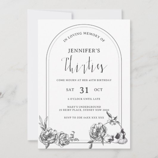 Gothische hand getekend boog 40th Birthday Party I Kaart (Voorkant)