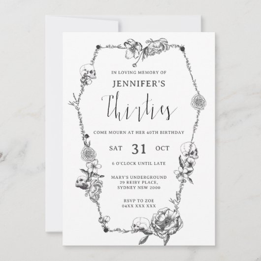 Gothische hand getekend boog 40th Birthday Party Kaart (Voorkant)