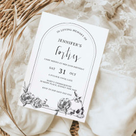 Gothische hand getekend boog 50th Birthday Party Kaart