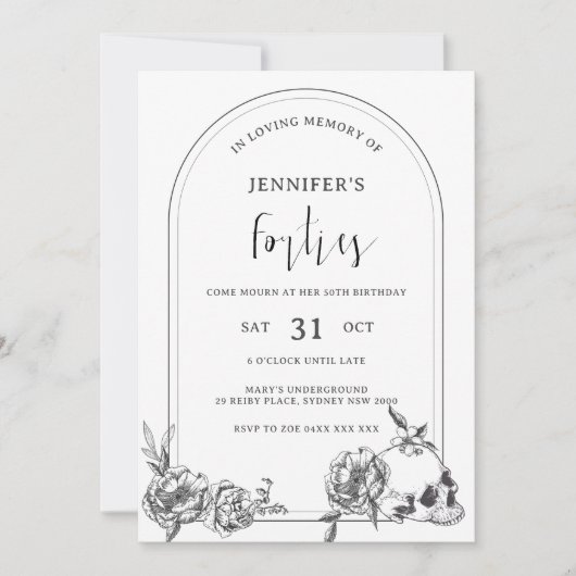 Gothische hand getekend boog 50th Birthday Party Kaart (Voorkant)