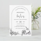 Gothische hand getekend boog 50th Birthday Party Kaart (Staand voorkant)