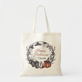 Gothische Happy Halloween Krans Trick or Treat Tote Bag