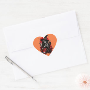 Gothische Hek Pompoen Halloween Zwarte Kat Griezel Hart Sticker