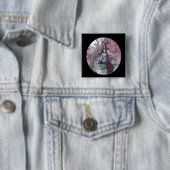 Gothische Heksenkat Halloween Knop, Speld Vierkante Button 5,1 Cm (In situ)