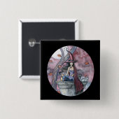 Gothische Heksenkat Halloween Knop, Speld Vierkante Button 5,1 Cm (Voorkant /achterkant)